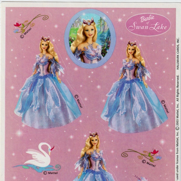 Vintage 1980s 1990s Barbie Doll Sticker Sheet by Hallmark/Mattel, Swan Lake - Rare!