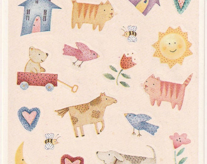 Hallmark Drawings Vintage 1980s 1990s Hallmark Sticker Sheet, Hand Pencil Drawings of ...