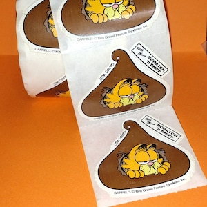 Autocollant unique Garfield vintage des années 1980 de Roll, Chocolate Scratch & Sniff, (sans parfum) Hershey Candy Kiss, Choisissez autant que vous le souhaitez ! RARE