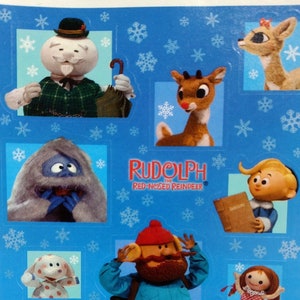 Vintage 1980s 1990s 2000s Rudolph the Red Nosed Reindeer Hallmark Sticker Sheet, Animatronic Children&#39;s Christmas Story/Movie, Rare!