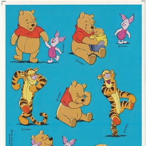 Vintage 1980s 1990s 2000s Hallmark Winnie the Pooh Blue Sticker Sheet with Piglet and Tigger