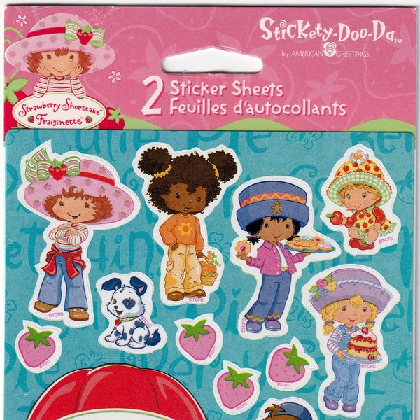 Vintage American Greetings 2003 Sealed Package of 2 Strawberry Shortcake Sticker Sheets, Rare NIP, Hot Air Balloon