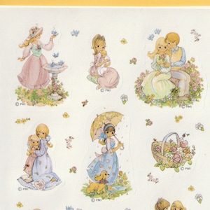 Feuille d'autocollants pour adultes Hallmark Precious Moments vintage des années 80 des années 90 des années 2000 - plus rare