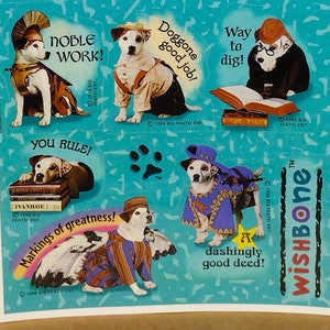 Vintage 1980s Hallmark Wishbone the Dog Sticker Sheet, C. 1986