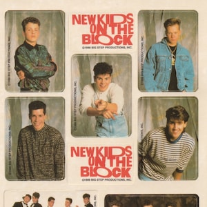 Vintage 1980s 1990s Sticker Sheet: New Kids On the Block Boy Band Vending Machine Punch out Stickers, NKOTB Pop Boy Band