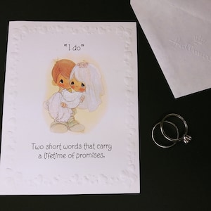 Notes de remerciement pour mariage vintage, moments précieux v. 1995, très rare, poupée Kewpie, magnifique gaufrage, carte Hallmark Christian, Enesco
