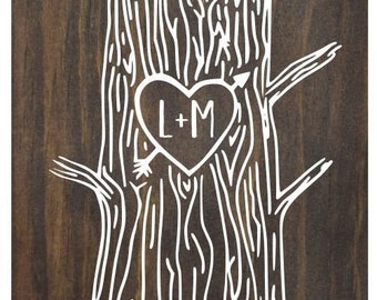 Personalized Printable Rustic Wedding Invitation Clipart Tree Trunk Heart Carved Initial SVG/DXF/PNG/pdf/jpeg Handmade Christmas Gift Family