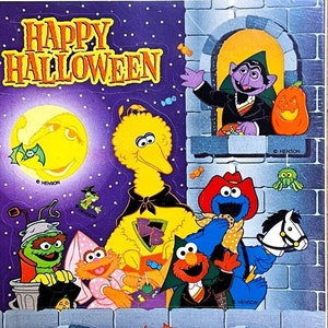 Vintage 1980s 1990s 2000s Sesame Street Sticker Sheet, Halloween - Rare!  Stickety Doo Da, American Greetings, One Sheet