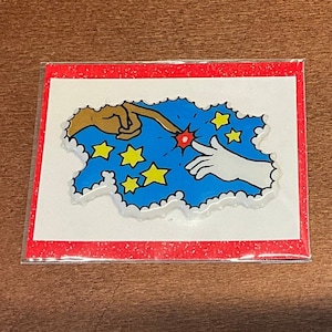 1980s vintage ET Phone Home Fingers Touching Puffy Sticker, Rare, Restauré, L'extraterrestre