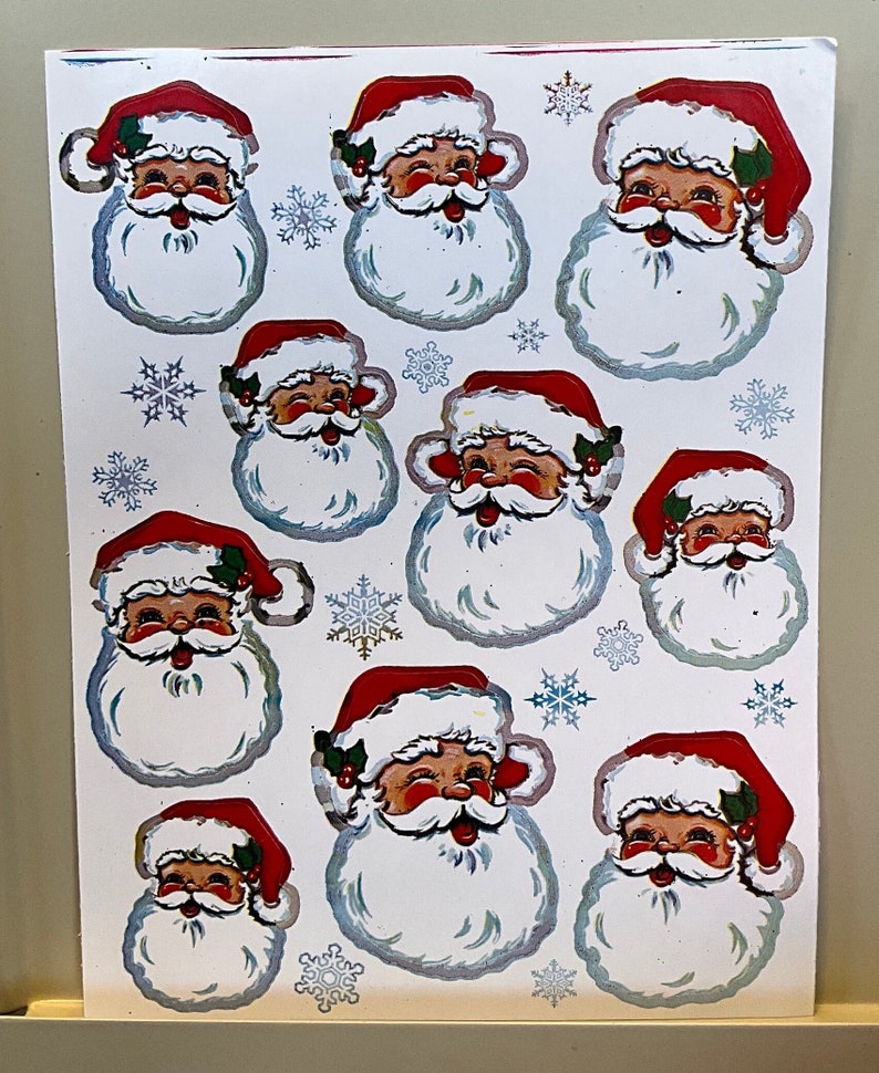 Vintage 1980s 1990s 2000s Bestile Santa Claus Heads Sticker Sheet, Old ...