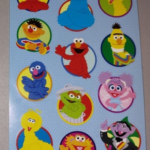 2013 Sesame Street Sticker Sheet, Cookie Monster, Elmo, Oscar, Big Bird, Characters