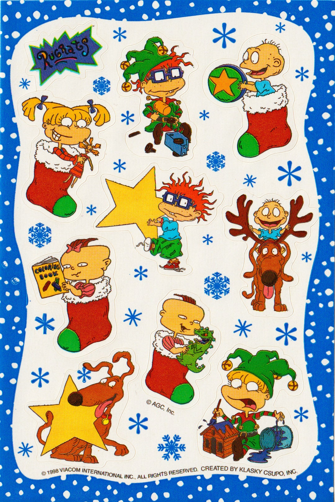 Sticker 1998 1990s Vintage Stickers: Rugrats Holiday Christmas Sticker Sheet, 1998 ...
