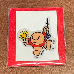 Autocollant Puffy vintage des années 1980 - Ziggy « Avec ampoule/interrupteur » - Sur le dos original (Encouragement, Shine Bright)