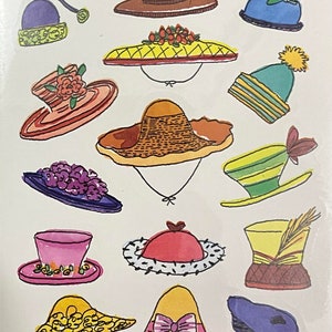 Feuille d'autocollants vintage des années 80 et 90, chapeaux de voeux américains, police, hommes femmes, fantaisie, ajouter un visage