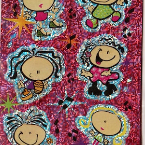 Vintage 1980s 1990s 2000s Sticker Sheet, American Greetings (AGC) Cute Bubblegum Cartoon/TV Show from the 90s, Prismatic, Singer, Dancer