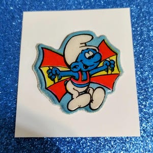 Sticker gonflé vintage années 80, 90, 2000, parachutisme, schtroumpf, rare et restauré