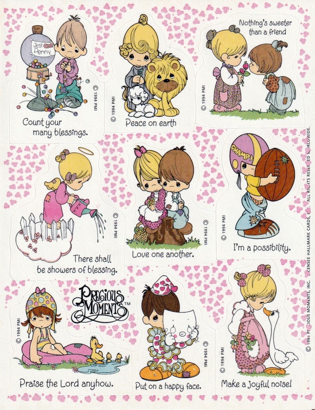 Vintage 1980s 1990s 2000s Sticker Sheet, Hallmark Precious
