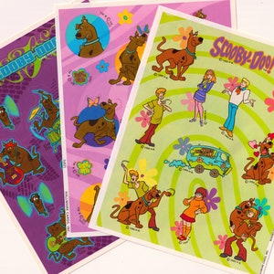 Vintage 1980s 1990s 2000s Hallmark Scooby Doo Sticker Sheets:  You choose one, Purple, Pink or Green, TV Cartoon, Shaggy, Mystery Machine