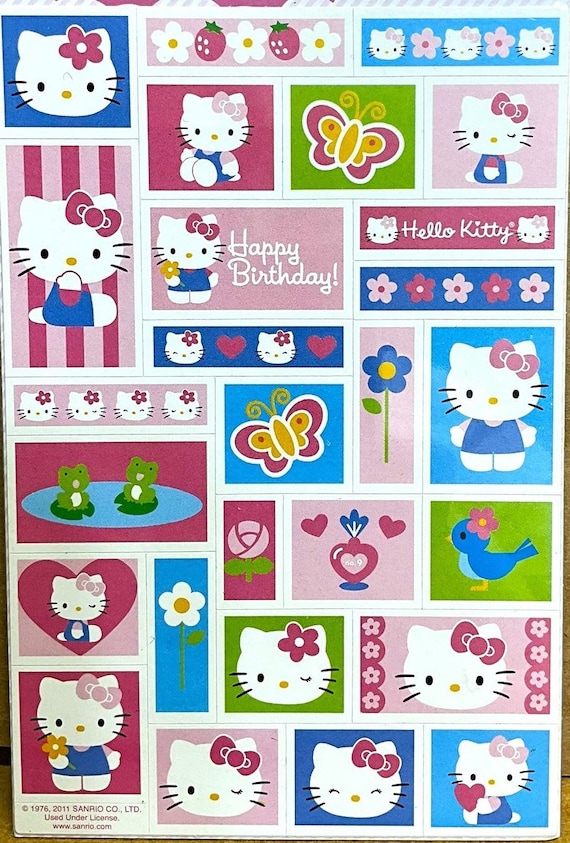 Grande Feuille De Stickers Vintage SANRIO – Mylar Arc-en-ciel, Cirque, Très Rare!