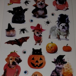 Feuille d'autocollants American Greetings, super mignons chats et chiens déguisés pour Halloween