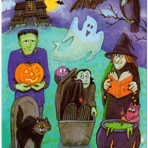 Eureka Halloween des années 1980 1990 unique (1) feuille d'autocollants, cimetière, scène de cimetière - Rare !