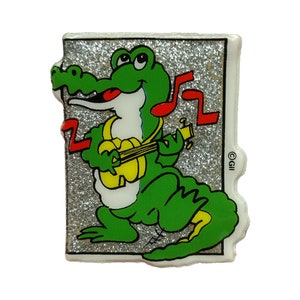 Autocollant gonflé à paillettes vintage des années 1980, 1990, 2000, jouant de la guitare ou du uke, chantant, rare et restauré