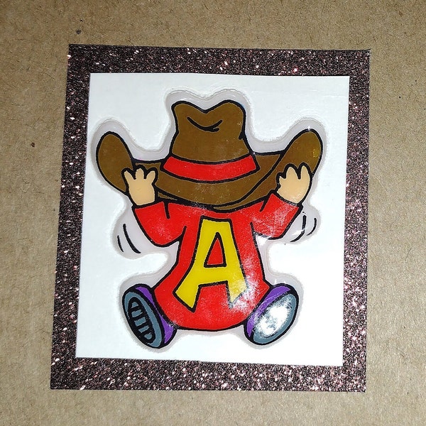 1980s Vintage Alvin and The Chipmunks 1984 Puffy Sticker, Rare, On original backing, In Huge Country Cowboy Hat