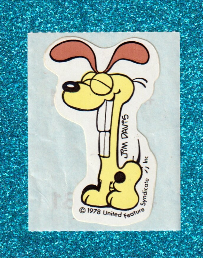Vintage 1980's Garfield Single Sticker From Roll, Just Odie the