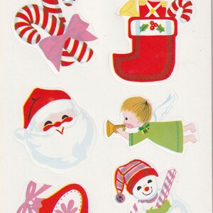 Feuille d’autocollants vintage Dennison des années 1980, sceaux de Noël No 80-976