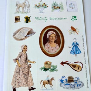 Vintage 1990s 2000s Hallmark Sticker Sheet, Felicity Merriman, American Girl Doll