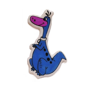 1980s 1990s 2000s Vintage Fred Flintstone&#39;s Small Blue (Early Dino) the Dinosaur Puffy Sticker, Rare and Restored - Cutie