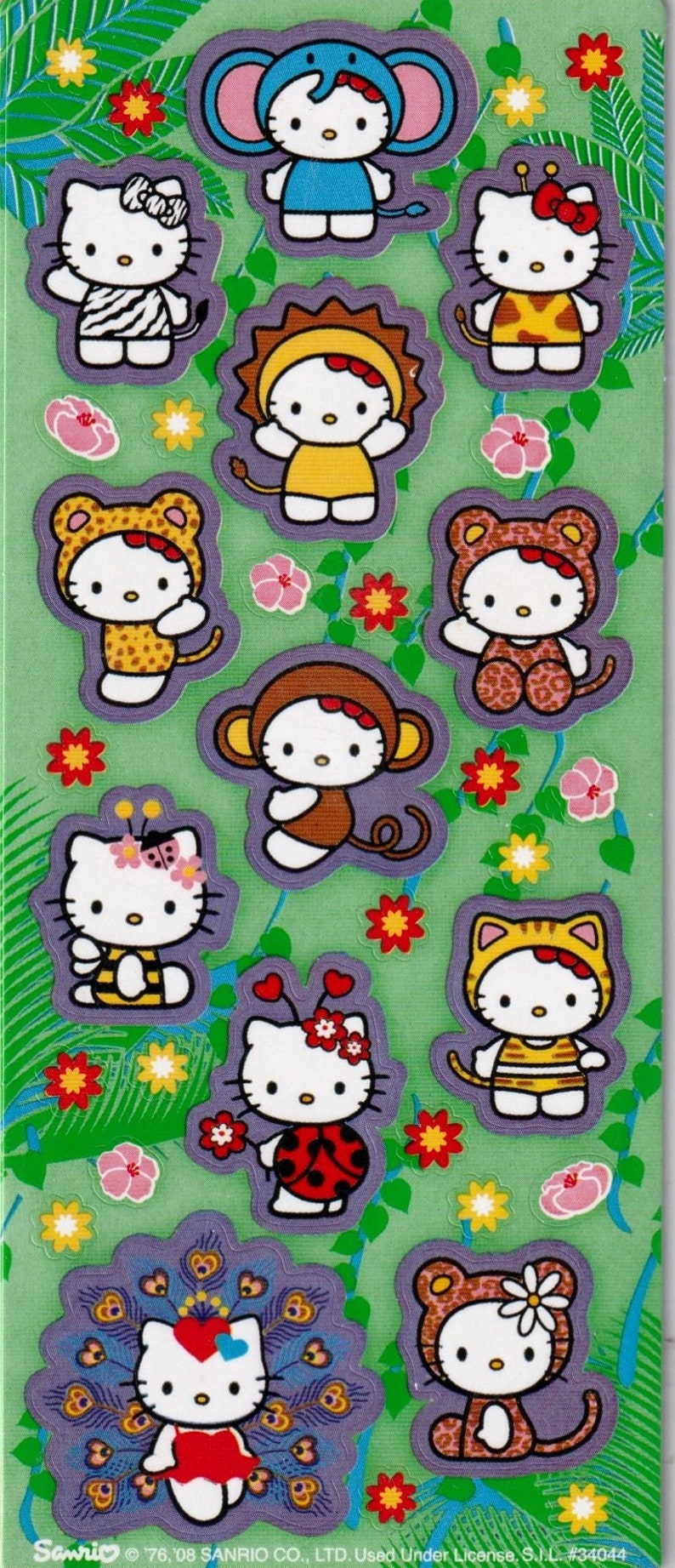 Vintage 1990s 2000s Hello Kitty Sticker Sheet in Animal Etsy