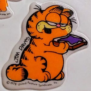 Autocollant vintage Garfield Grape Jelly Bread à gratter et à renifler des années 1980, 1990, 2000, rare et restauré