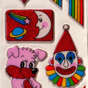 Stickers gonflés rouges vintage Gordy et arc-en-ciel des années 1980 - VOTRE CHOIX