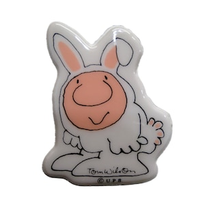 Sticker gonflé vintage des années 1980 et 1990 - Ziggy vêtue d'un costume de lapin de Pâques - sur le dos rogné d'origine