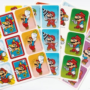 Feuille d'autocollants Super Mario Bros vintage des années 1980, 1990, jeu d'arcade Nintendo populaire des années 90, Mario et Luigi, C. 1989 Paper Magic/Eureka, NDA