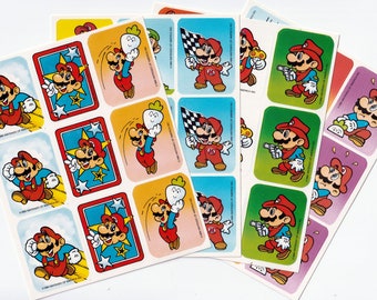 Vintage 1980s 1990s Super Mario Bros Sticker Sheet, Popular 90s Nintendo Arcade Game, Mario and Luigi, C. 1989 Paper Magic/Eureka, NES