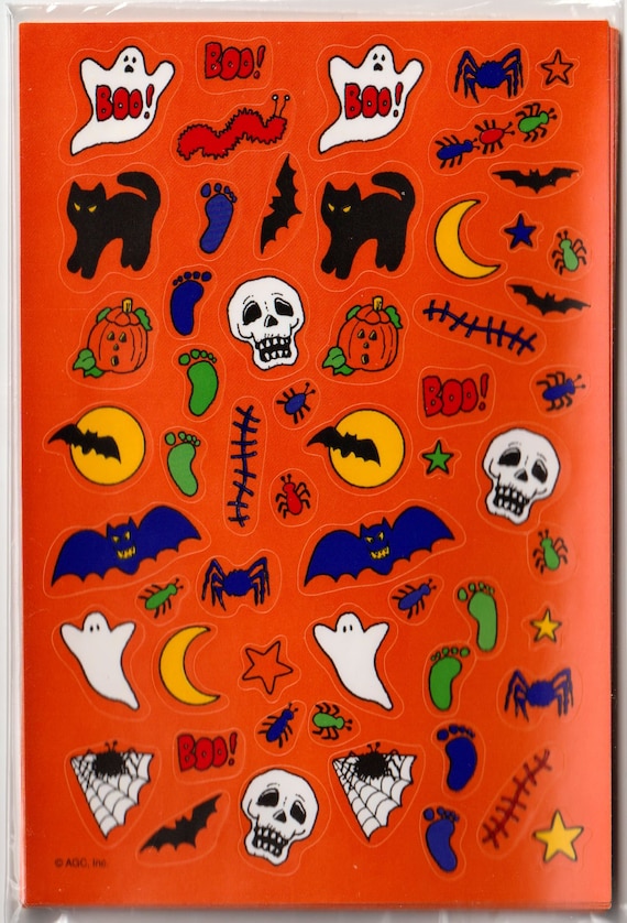 2 Feuilles D'autocollants Vintage Fuzzy Ghouly – Années 80 – Hallmark – Thème Monstres – Colorés