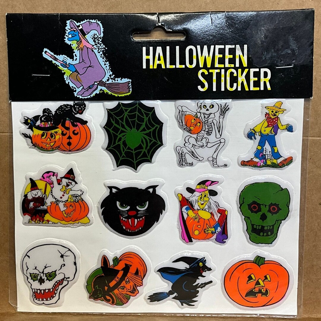 Pantomime Stickers 1980s Vintage Halloween Puffy Stickers, You Pick, Witch & Broom ...