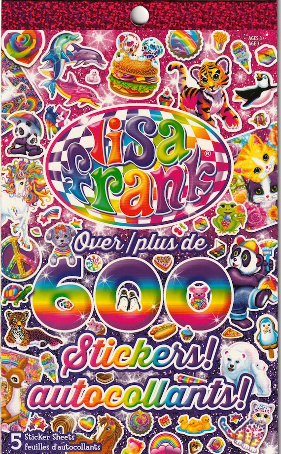 Modern Lisa Frank Sticker Booklet, 600 Stickers in 5 Different