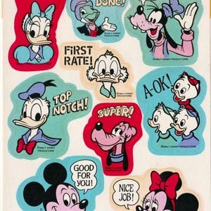 Vintage 1980s 1990s 2000s Hallmark Classic Mickey Mouse/Disney Sticker Sheet, Reward/Teacher, Daisy Duck