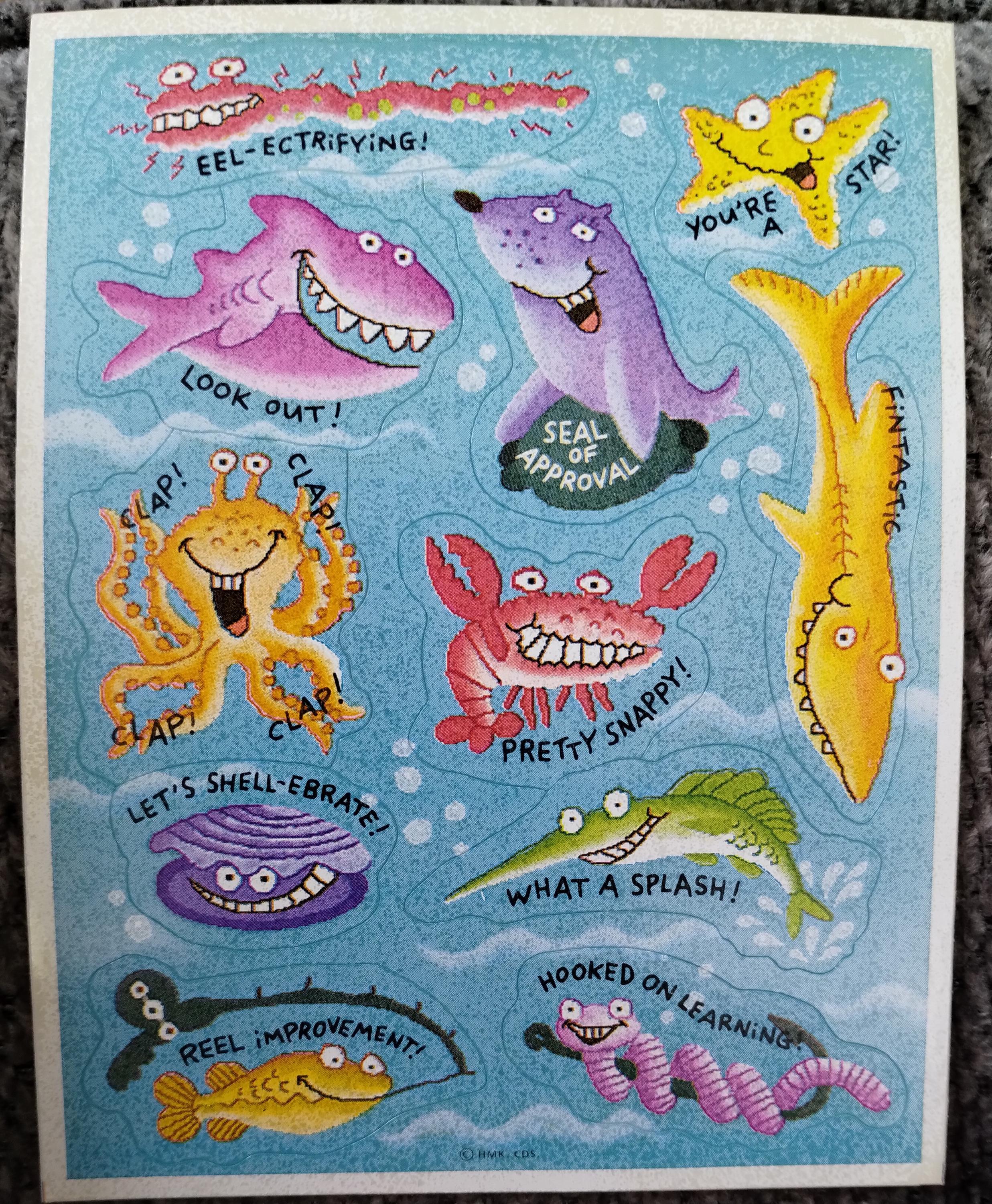 Hallmark Drawings Vintage 1980s 1990s Hallmark Colorful Ocean Fish Cartoon Doodle ...
