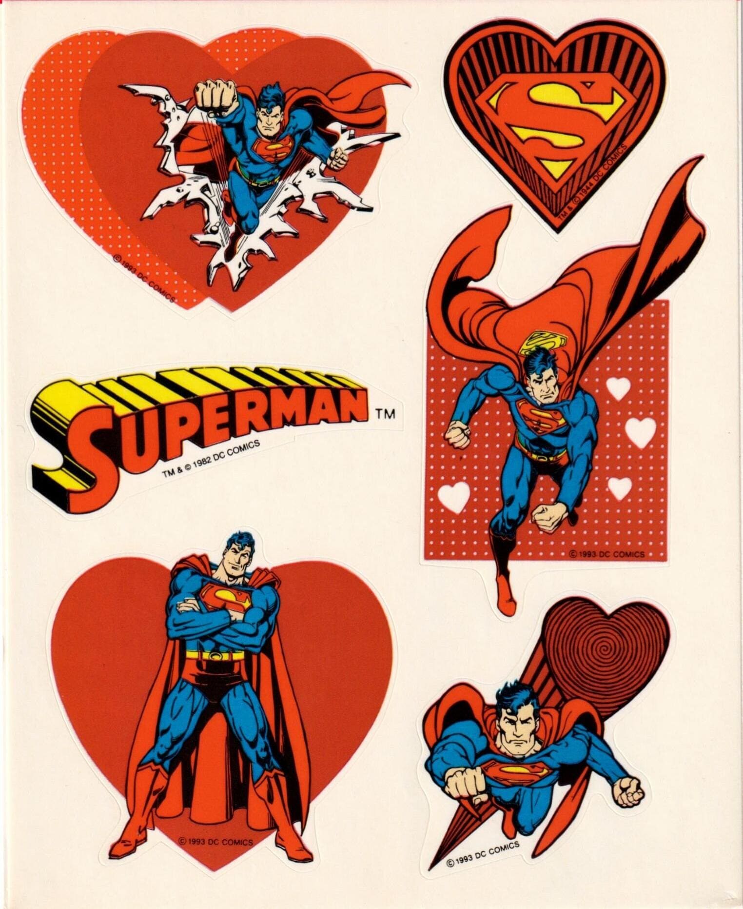 Vintage 1980s 1990s 2000s AGC Superman Sticker Sheet, Superheroes 