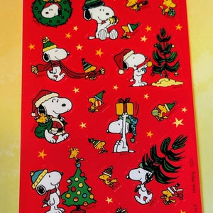 Feuille d'autocollants Hallmark Peanuts des années 2000 - Tellement mignon - Personnages en costumes de Noël, Père Noël, Vacances, Hiver, Bonhomme de neige