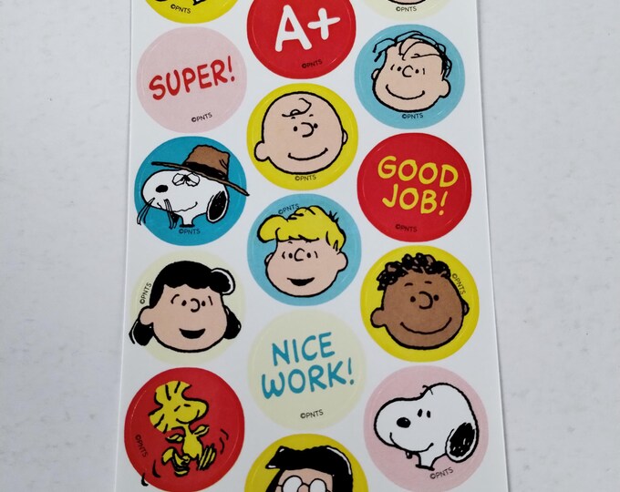 Round Sticker Character Vintage 1980s 1990s 2000s Sticker Sheet: Hallmark Peanuts, Featuring ...