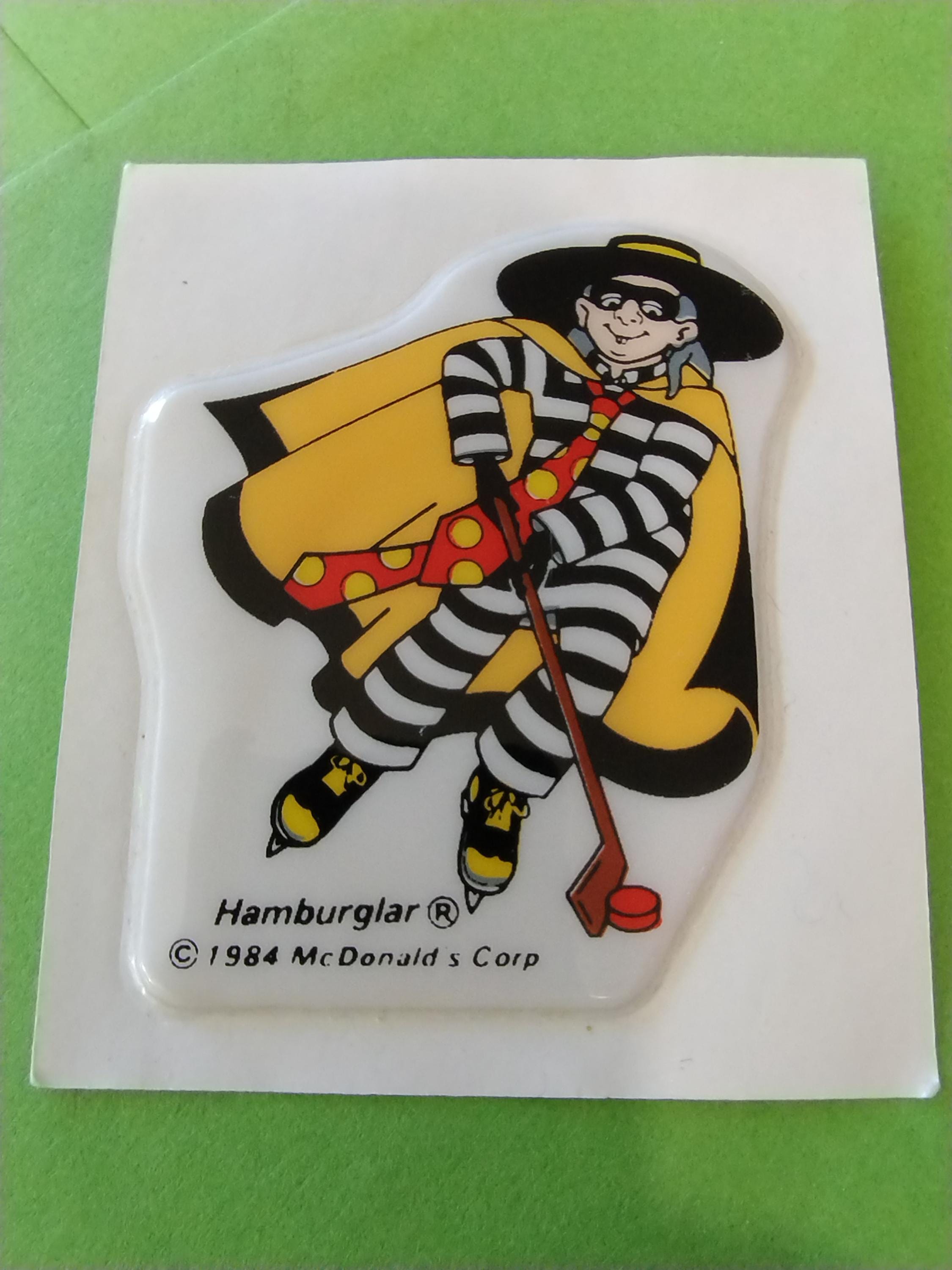 Vintage Puffy Sticker, 1980s Mcdonalds Hamburglar Character 1984