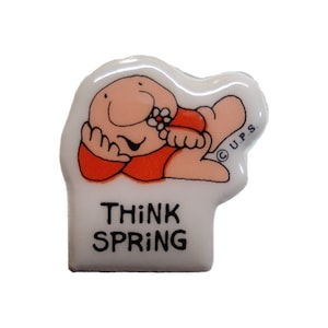 1980s 1990s 2000s Vintage Ziggy Think Spring Puffy Sticker, On Original Trimmed Back