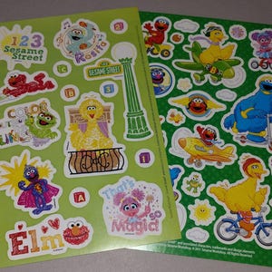 2000s Sesame Street Characters Set of 2 Sticker Sheets, Rare, Street Lamp, c. 2012, Gorgeous Set