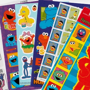 Feuilles d'autocollants vintage des années 1980, 1990, 2000, Sesame Street, vous choisissez une feuille, salutations américaines, poinçon, etc.
