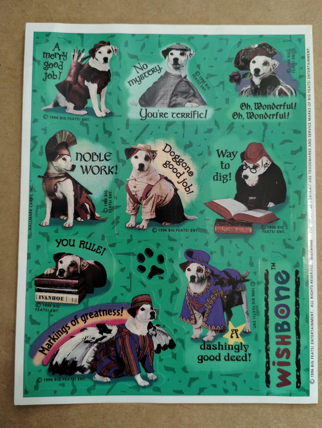 Vintage 1980s 1990s Hallmark Wishbone the Dog Sticker Sheet, C. 1986 ...